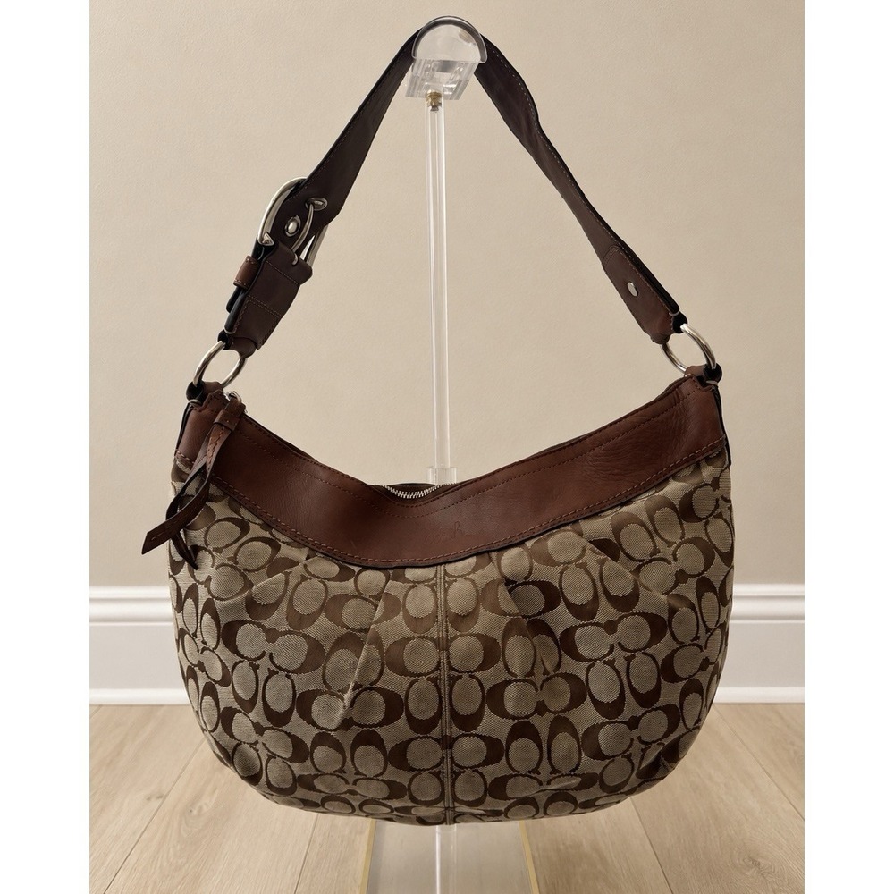 COACH Soho Jacquard Logo Large Pleated Hobo Shoulder Bag F13741 Y2K Vintage